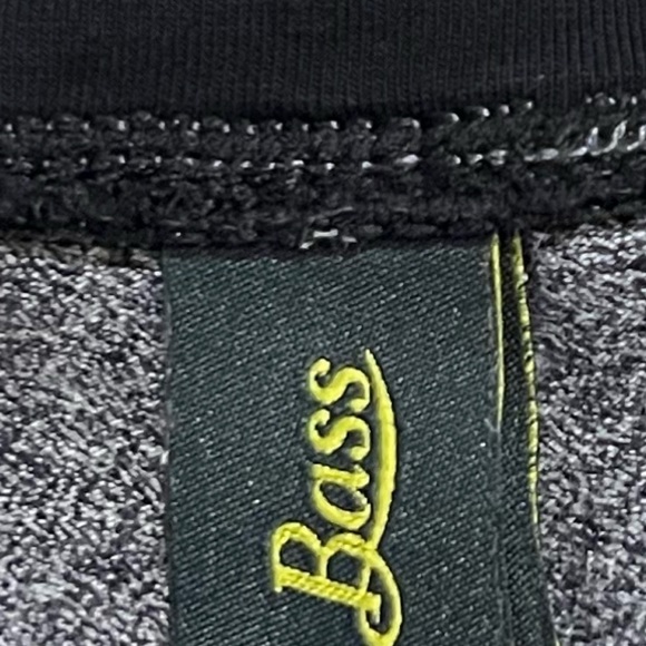 GH Bass capri crop leggings mid rise black purple gray stripe stretch large - Picture 4 of 9
